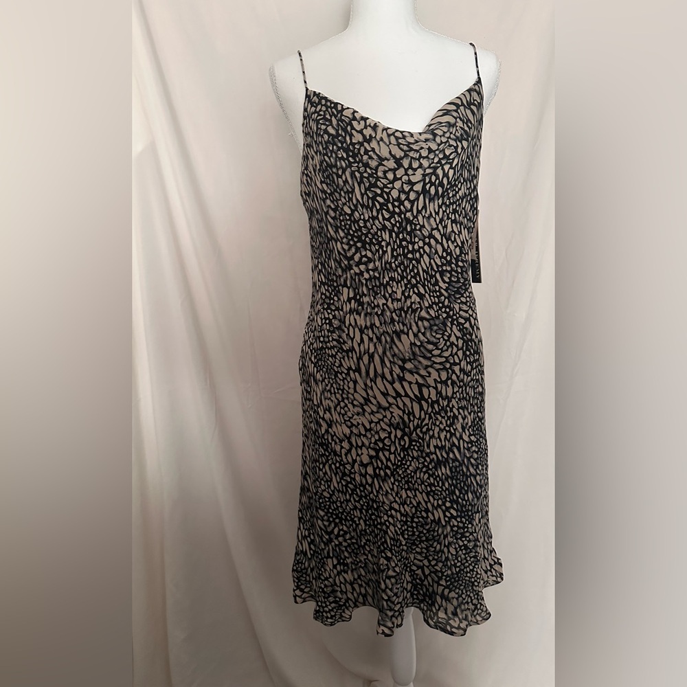 Vintage NWT Spenser Jeremy Petites 100% Silk Black & Tan Cheetah Dress 12P